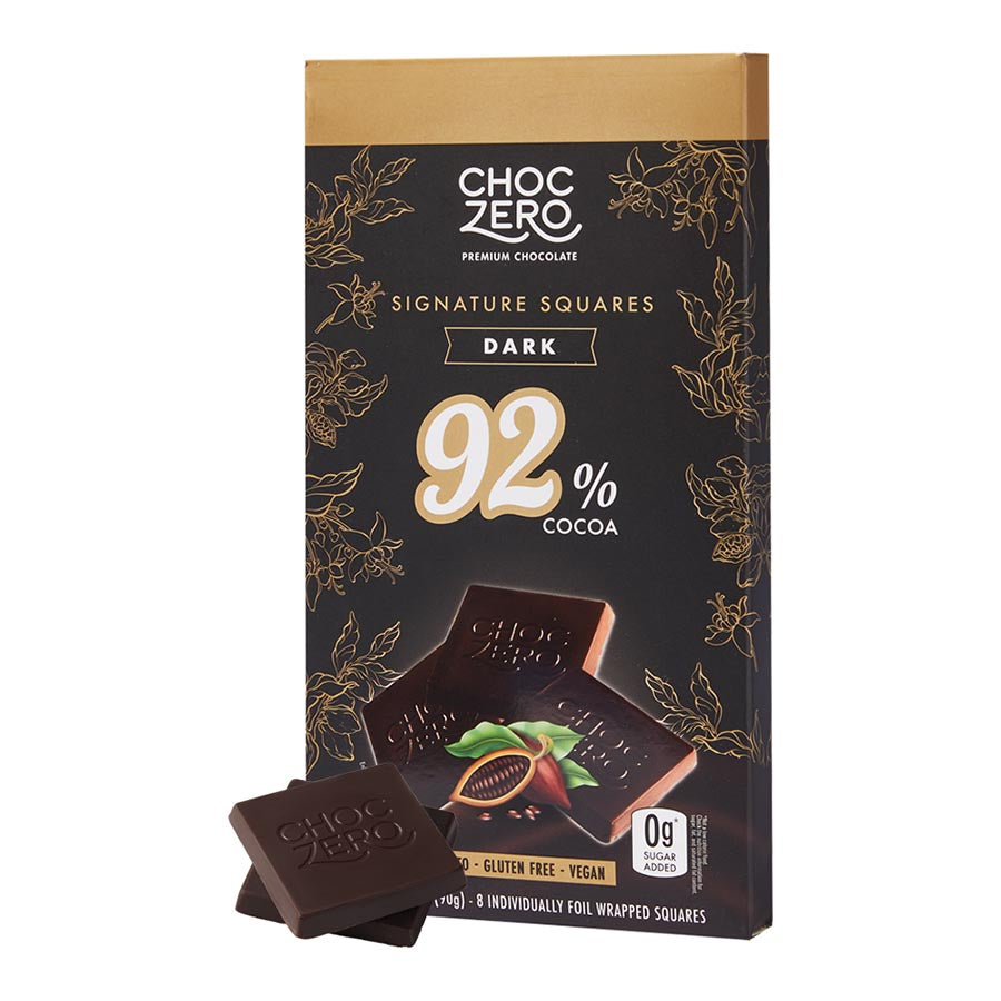 Keto 92% Sugar Free Dark Chocolate Squares Sugar Free and Low Carb –  ChocZero